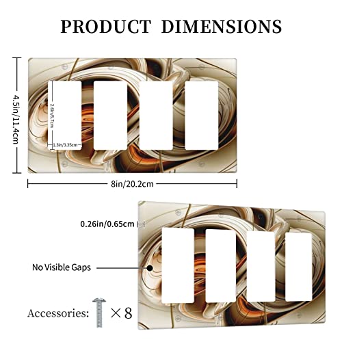 Image of Abstract Orange Rocker Light Switch Cover Decorative Quad Decorator Wall Plate 4 Gang Switch Plate Covers Electrical Faceplate 4.50 x 8.0 Inch