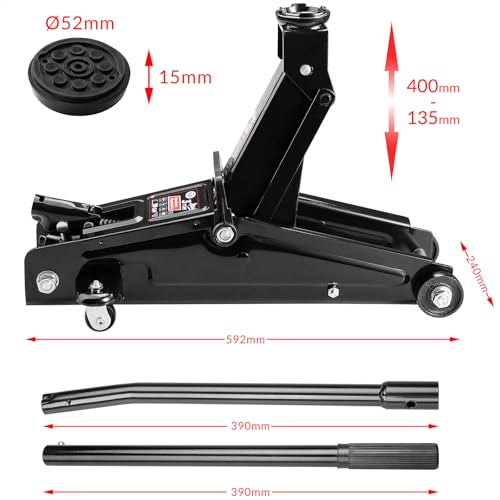 Deuba® hydraulischer Wagenheber 3 Tonnen Hubhöhe 135-400mm inkl. Gummiauflage Tragegriff KFZ Auto...