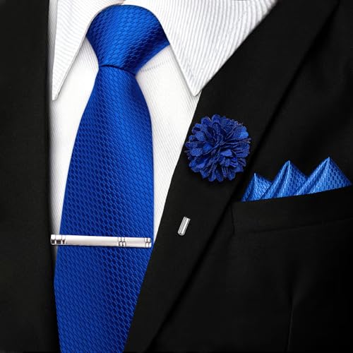 Image of DiBanGu Silk Pre-tied Ties for Men Formal Adjustable Necktie Set | 6PCS,Zipper Tie,Pocket Square,Cufflinks,Tie Clip & Lapel Pin,Wrinkle-Resistant,Premium Gift Box,Formal Business Wedding Party