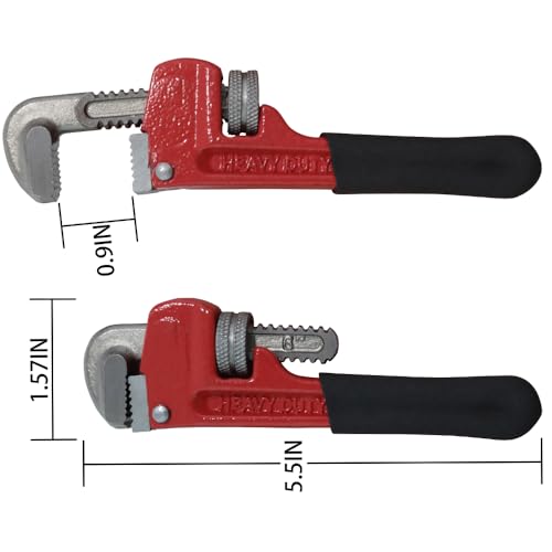 Image of Rayfox Small Pipe Wrench, 6 Inch Adjustable Plumbers Wrench Mini Plumbing Tools Straight Heavy Duty for Tight Spaces(1PC)