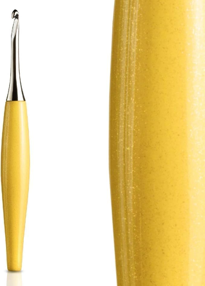 Image of Furls Crochet Hook, Odyssey Yellow, Nickel Plated Tip for Effortless Glide, Ergonomic Handle Crochet Hooks 7 inch (Yellow Odyssey, M - 8.00MM)