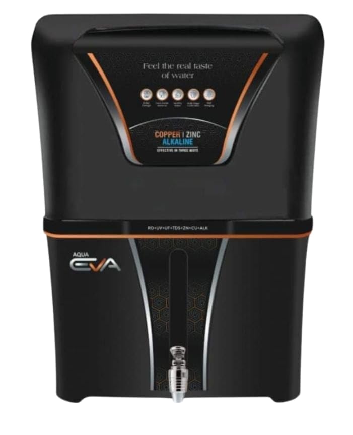 Aqua Eva Water Purifier UV + UF 12L, 7 Stage Filtration, Copper + Alkaline Filter Suitable for Municipal Water Only TDS <200 ppm (NO RO, NO Booster Pump, No Taste Change,)