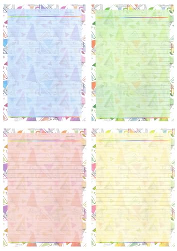 Image of Pack of - 40 Design - 009 A4 Size 140 GSM One Side Ruled Multipurpose Designer Colored Art & Craft Sheets for Scrapbooking, Projects