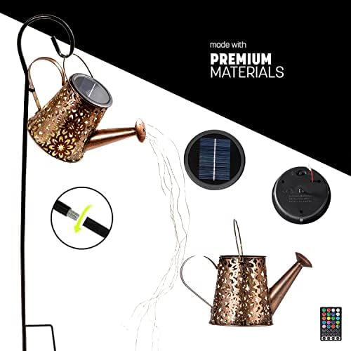 Solar Watering Can with Lights Outdoor Decorative, Hanging Solar Lantern Christmas Lights, Metal Waterproof Solar Garden Light Christmas Gift for Table Patio Yards Lawn Party(Multiple Colours)