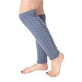 Wool Leg Warmers for Women Thigh High Socks Knitted Stockings Warm and Long Footless Cable Knit Croc