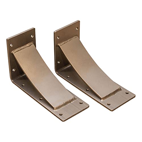 RRD Heavy Duty Steel Mantel Brackets (2 Pack) - Fireplace & Countertop Support - Hand Welded - Rustic Farmhouse Decor (6"x10"x4", Gold Rubbed Bronze)