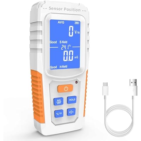 EMF Meter, 3-in-1 Rechargeable Digital Electromagnetic Field Radiation Detector, Electric Magnetic Fields Detector Ghost Hunting Equipment Tester for Home, Office, Outdoor and Ghost Hunting Cover
