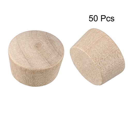 Image of uxcell Wood Button Top Plugs 1 /2 Inch Cherry Hardwood Furniture Plugs 9 /25 Inch Height 50 Pcs