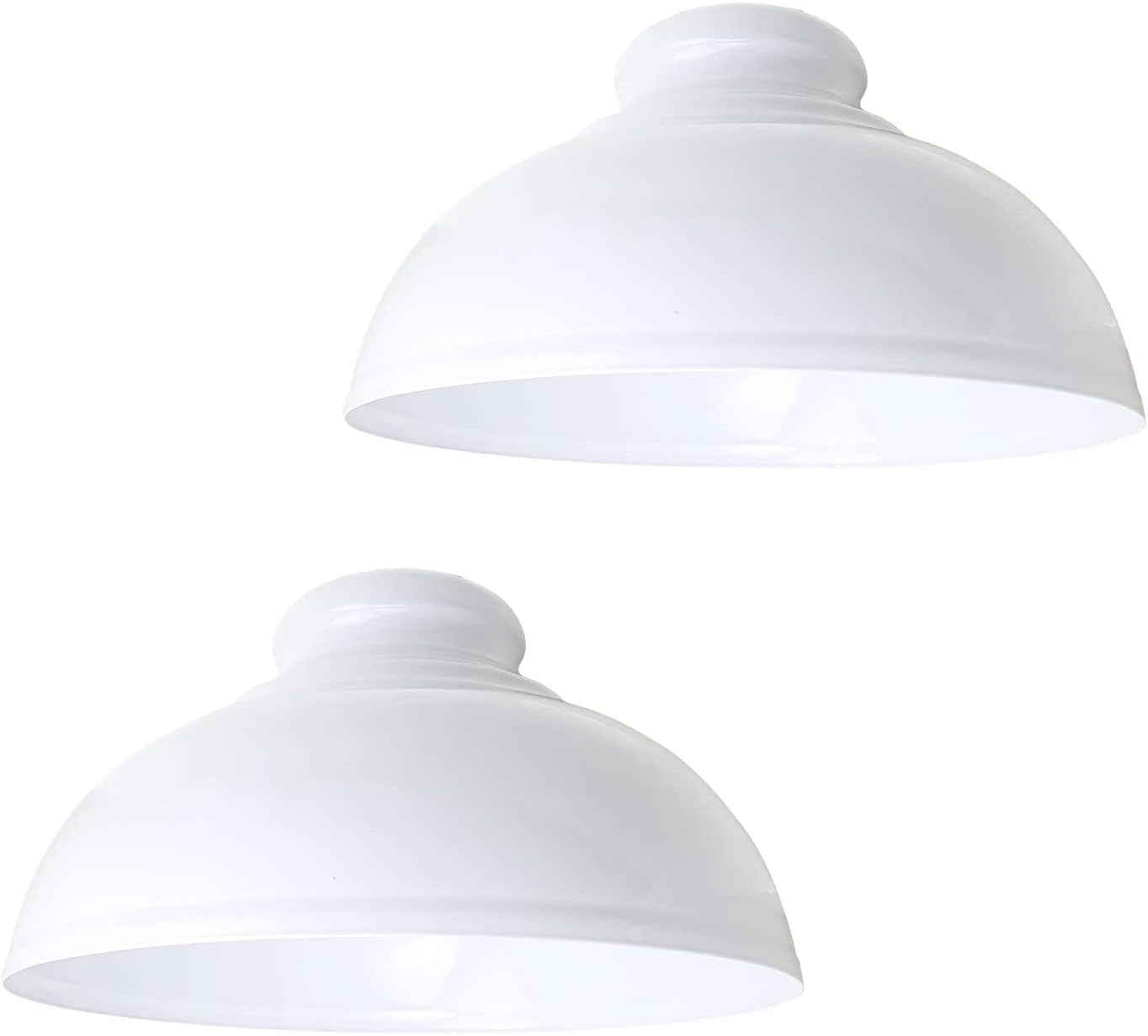 LEDSone 2 Pack Retro Ceiling Light Easy Fit-Pendant Metal-29cm Curvy lampshade-Modern Industrial Vintage Look Lamp Shade for Living Room (White - 2 Pack) — image 1