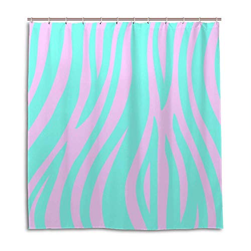 Rideau de douche polyester à rayures bleues et roses CHEHONG lavable 182x183cm