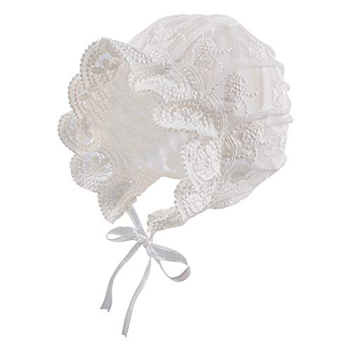 Bonnet de baptême en dentelle pour bébé fille en coton pour nouveau-né fille blanc princesse...