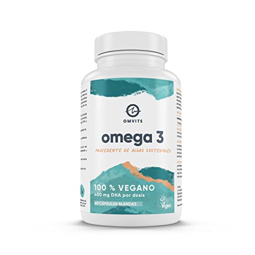 Omvits Vegan Omega 3 DHA from Algae Oil 1000mg - 60 Softgel Capsules with Vitamin E - Sustainable Algal Alternative to Fish Oil - Vegetarian Essential Fatty Acids - Supports Heart, Brain & Eyes Omvits Vegan Omega 3 DHA from Algae Oil 1000mg - 60 Softgel Capsules with Vitamin E - Sustainable Algal Alternative to Fish Oil - Vegetarian Essential Fatty Acids - Supports Heart, Brain & Eyes