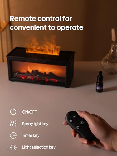 Image of Docoss Charcoal Aroma Diffuser for Home Electric with 7 Colors, Aromatherapy Essential Oil Fragrance Diffuser & Fireplace Flame Diffuser with Remote for Home, Bedroom (Black)