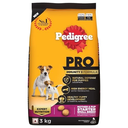 Pedigree PRO Mother & Pup Starter Small Breed, 3 kg Dry Dog Food, Vet Trusted Brand, Expert Nutrition, Quality Protein, 33% More Nutrients (3-12 Weeks)