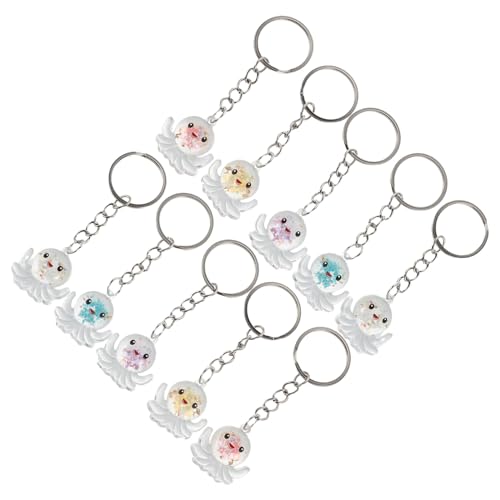 Yardenfun 10 Piezas Llaveros para Mochilas de Resina Figura de Pulpo Luminosa, 10 Piezas Juego para Parejas, Accesorio Colgante Marino para Decoración de Bolsos y Llaves, Brillo Nocturno