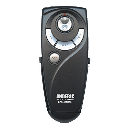 Anderic UC7083T 3-Speed Ceiling Fan Remote Control With Wall Mount - Black (Up Light, Down Light, High, Med, Low, Off Keys) - Receiver Not Included