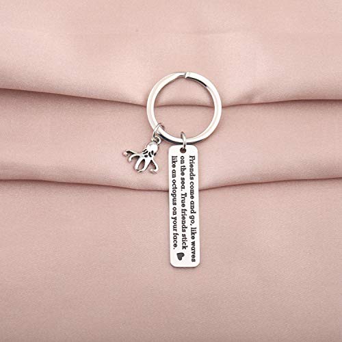 WUSUANED Friendship Keychain True Friends Stick Like A Octopus On Your Face Octopus Jewelry BFF Gift For Best Friend4