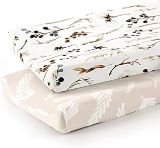 GRSSDER Stretch Ultra Soft Jersey Knit Changing Pad Cover Set 2 Pack, Change Table Pad Covers Fit 32