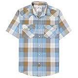 Dubinik®Bamboo Fiber Mens Shirts Short Sleeve Plaid Shirt Men Western Cowboy Pearl Snap Vintage Casu