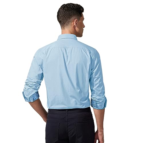 Image of HISDERN Mens Dress Shirts Long Sleeve Button Down Casual Shirts for Men Inner Contrast Formal Business Tuxedo Wedding Shirt
