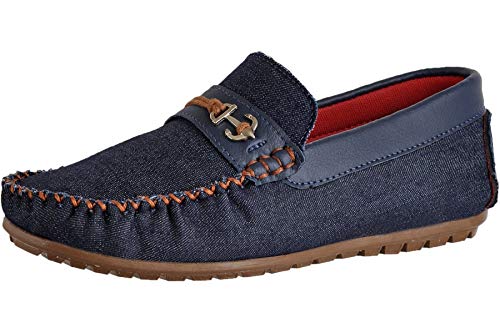Mocassim Infantil Menino Macio Leve Jeans Confortável Kids Azul 28