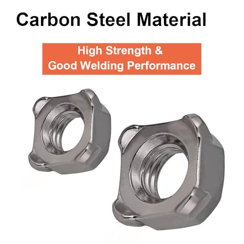 M10, Schweißmuttern, M4-M12 Vierkant-UNC-Maschinenschrauben aus Kohlenstoffstahl, Silber, metrische Schweißmutter, selbstfärbender Stahl für einfaches Schweißen, 20er-Pack