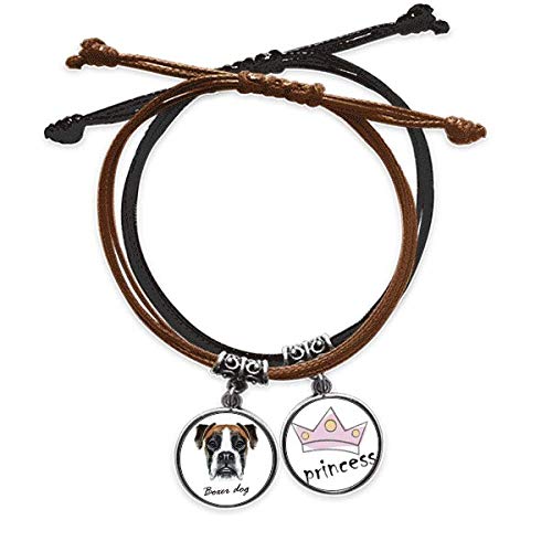 Cadena de mano de cuero y cuerda con motivo de Boxer