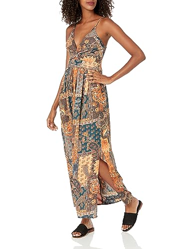 linen boho maxi dress VENUS Tie-Waist Linen Maxi Dress | White Multi