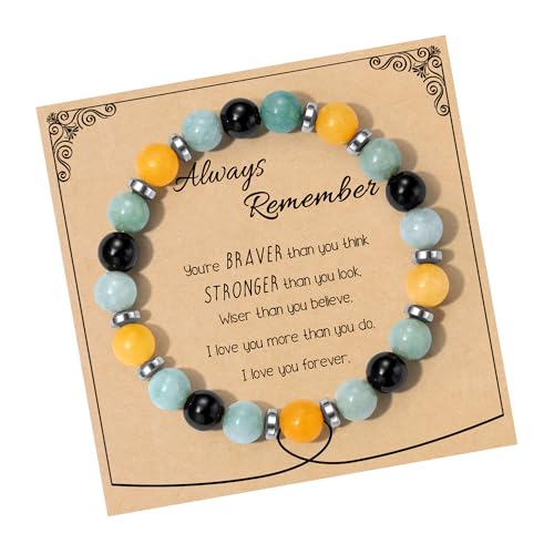 Beaded Bracelets for Women Girls Natural Stone Bead Bracelet Amethyst Emerald Moonstone Stone Bracelets Healing Crystal Jewelry Birthday Gifts for Women Teen Girls amazonite&emerald always r