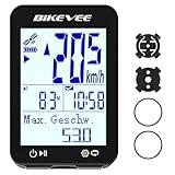 Bikevee GPS Fahrradcomputer Kabellos IPX7 Wasserdicht 2.4'' FSTN Display 28H Akku Standard Mount (Schwarz)