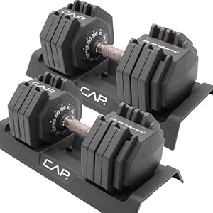 CAP Barbell ADJUSTABELL Adjustable 55 lb Hex Dumbbell Weights – Singles & Pairs | Multiple Handle Options