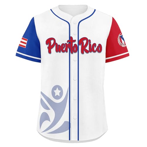 Camiseta de béisbol personalizada Puerto Rico, jersey puertorriqueño para softball, con botones, para juegos y eventos miniatura 5