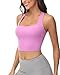 romansong Strappy Yoga Sports Bras for Women Padded Criss-Cross Back Tank Tops (Hot Pink, Medium)