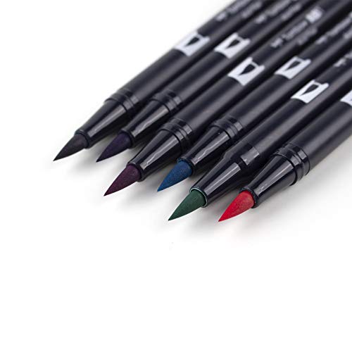 Image of Tombow 56212 Dual Brush Pen Art Markers, Galaxy, 6-Pack. Blendable, Brush and Fine Tip Markers, Multicolor