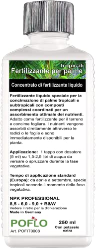POFLO Fertilizzante per palme linea professionale Concime per radici di palme + concime per foglie HIGH-TECH! (250 ml)