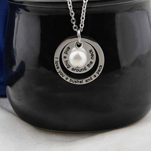I Love You a Bushel and a Peck Necklace Gift for Mom Grandma (Silver)2