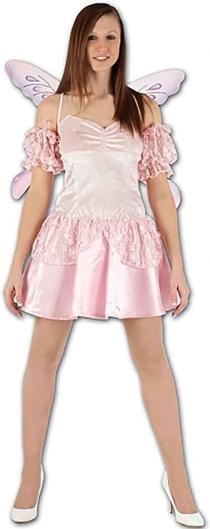 The Fancy Dress Womens Pinky Angel Costume, Ladies Fairy Pink Princess Fancy Dress Hen Night Role Play Party Wear Outfit UK One Size 8-14