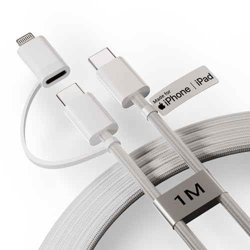 Image of 2-in-1 Type C to Lightning & Type C Fast Charging Cable [MFi Certified] Compatible with iPhone 17 /16 /15 /14 /13 /12 /11 Pro Max Mini, iPad, Samsung Galaxy, Google Pixel by HOMEMO