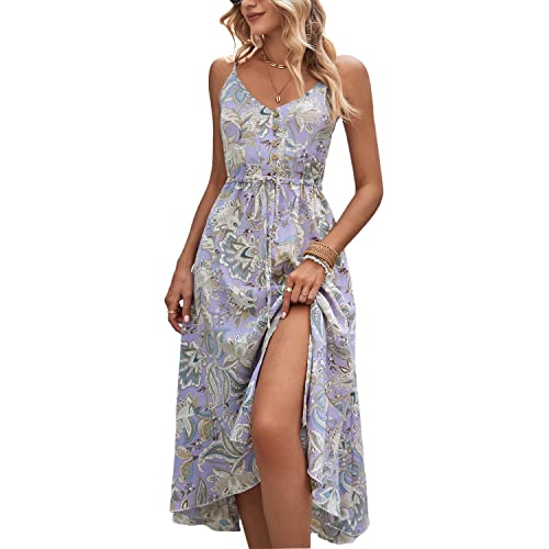 Image of BROVAVE Women's 2026 Summer Casual Boho Sundress Spaghetti Strap Midi Dress