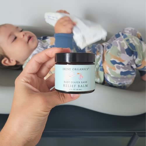 Organic Baby Diaper Rash Relief Balm by Irene Organics - Diaper Rash Treatment Made with Natural Ingredients for Soothing and Relief, Essentials for Baby’s Bum 4oz