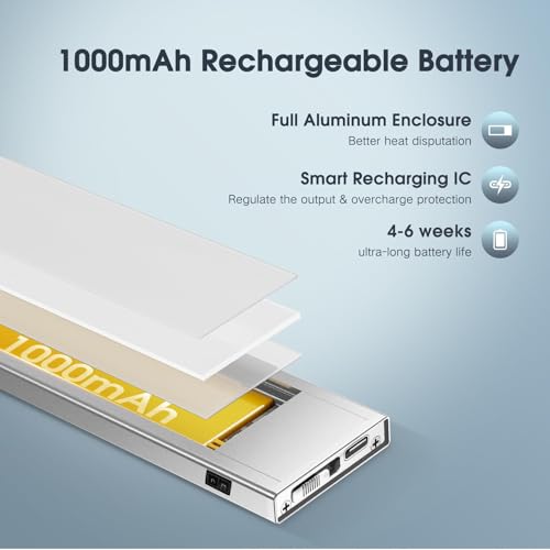 Image of VST Rechargeable Door Activated Under Cabinet Lighting Wireless 3000K | 2 Pack Light 1000mAh Battery Powered Magnetic Ultra-Thin 0.35 inch LED Light Bar with Contact Sensor For Drawer Closet