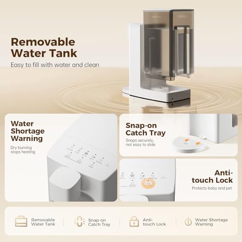 KOMORE 3L Instant Hot Water Dispenser with 5 Temperature Settings & 4 Volume Choices, 2050W Efficient Electric Kettle, White - Image 5