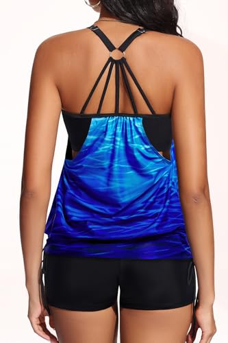 Image of Womens Tankini Swimsuit Two Piece Tummy Control Bathing Suit with Shorts