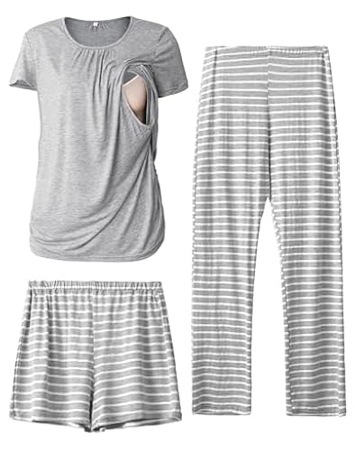 SUNNYBUY Soft Juego de Pijama, Gris & Rayas, M Mujeres | Ya disponible en tu tienda friki favorita! En mundofriki.es!