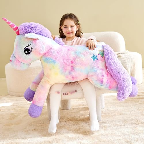 Image of IKASA Large Unicorn Soft Toy Giant Cuddly Toy, 110 cm Large Plush Toy, Huge Fluffy Soft Jumbo Plush Toy, Gift for Children