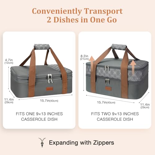image for Vuudh Expandable Casserole Carrier Bag - Double Decker Food Bag, Insul