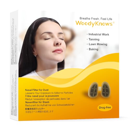 WoodyKnows Nasenfilter für staubige Aktivitäten nützliches Werkzeug für industrielle Arbeiten Bräunung (S/M/L/XL 1 Nasenfilter + 2 Ersatzfilter für jede Größe)