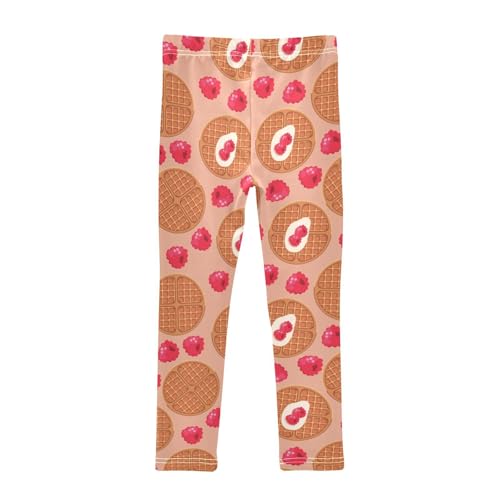 Sweet Waffles with Raspberries Girls Leggings,Workout Leggings for Girls Toddler Athletic Leggings Size for 3-10T2