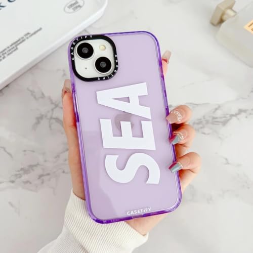 Image of for iPhone 15 Plus SEA Case Transparent, Grip Case Silicon Slim Fit Shock-Absorbing TPU Bumper & Anti-Yellowing Clear Protective Back Cover for iPhone 15 Plus (Purple,01)