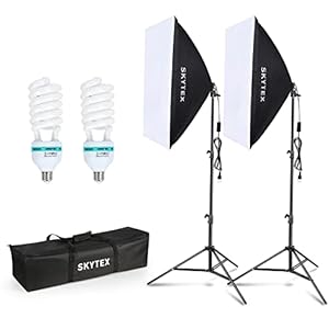 Skytex Softbox Lighting Kit 2Pack, 20x28in Soft Box | 135W 5500K E27 Bulb Continuous Photography Lighting, Photo Studio Lights Equipment for Camera Shooting, Video Recording